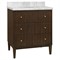 Worlds Away Odin Modern Classic White Marble Fluted Dark Brown Oak Bath Vanity Sink - 31&quot;