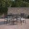 Emeline Glass Black Iron Square Outdoor Dining Table - 48&quot;