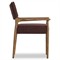 Odelia Modern Classic Maroon Velvet Brown Oak Dining Arm Chair