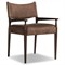 Odelia Modern Classic Brown Leather Oak Dining Arm Chair