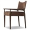 Odelia Modern Classic Brown Leather Oak Dining Arm Chair