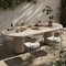 Regine Modern Classic Beige Concrete Oval Outdoor Dining Table - 102&quot;