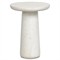 Aurore Modern Classic Aged White Concrete Round Pedestal Outdoor End Table