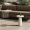 Aurore Modern Classic Aged White Concrete Round Pedestal Outdoor End Table