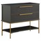 Riggs Modern Classic Sesame Black Mahogany Wood Brass Metal Wide Nightstand