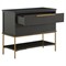 Riggs Modern Classic Sesame Black Mahogany Wood Brass Metal Wide Nightstand