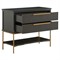 Riggs Modern Classic Sesame Black Mahogany Wood Brass Metal Wide Nightstand