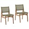 Francine Coastal Natural Teak Green Woven Outdoor Dining Chair - Set of 2