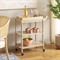 Melanie Updated Traditional Natural Pine Wood Scalloped Bar Cart
