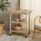 Melanie Updated Traditional Natural Pine Wood Scalloped Bar Cart