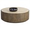 Katalina Rustic Lodge Natural Travertine Brown Oak Round Coffee Table - 48&quot;