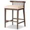 Tobin Updated Traditional Off White Upholstered Brown Wood Counter Stool