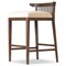 Tobin Updated Traditional Off White Upholstered Brown Wood Counter Stool