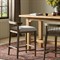 Tobin Updated Traditional Off White Upholstered Brown Wood Counter Stool