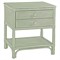 Elliana Coastal Beach Green Woven Rattan Nightstand