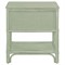 Elliana Coastal Beach Green Woven Rattan Nightstand