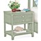 Elliana Coastal Beach Green Woven Rattan Nightstand