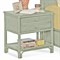 Elliana Coastal Beach Green Woven Rattan Nightstand