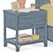 Elliana Coastal Beach Dark Blue Woven Rattan Nightstand