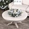 Florentine French Country Cream Marble Grey Wood Round Coffee Table