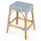 Frances Coastal Beach Blue Woven Natural Rattan Counter Stool