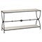 Arlene Updated Traditional White Travertine Bronze Iron Rectangular Console Table
