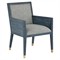 Bella Coastal Beach Grey Performance Blue Rattan Dining Arm Chair