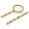 AERIN Ava Coastal Beach Gold Brass Bamboo Magnifying Glass and Letter Opener