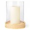AERIN Colette Coastal Beach Natural Woven Cane Base Glass Hurricane Candleholder