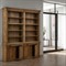Arwen Updated Traditional Brown Reclaimed Pine Wood Double Bookcase