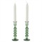 Juliska Provence French Country Basil Glass 7&quot; Candlestick Holder - Set of 2