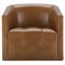 Zevanna Updated Traditional Caramel Brown Leather Barrel Swivel Chair