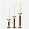 Leopold Updated Traditional Smoke Acrylic Gold Fluted Candlestick Holder - Set of 3