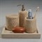 Selene Coastal Beach Beige Travertine Marble Brush Holder
