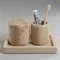Selene Coastal Beach Beige Travertine Marble Canister