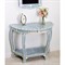 Vivianna Coastal Beach Blue White Bone Inlay Demilune Console Table