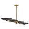 Griffith Mid Century Antique Brass Frame Black Shade Linear Chandelier