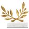 Olive Branch Gold Leaf Metal White Marble Base Sculpture