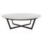 Kian Industrial Loft White Marble Hammered Iron Round Coffee Table