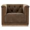 Emmy Rustic Lodge Dark Brown Leather Tufted Nailhead Trim Swivel Club Chair