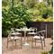 Wanda Mid Century Modern Grey Teak Beige Rattan Outdoor Dining Chair