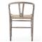 Wanda Mid Century Modern Grey Teak Beige Rattan Outdoor Dining Chair