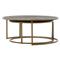 Ena Modern Regency Antique Brass Shagreen Round Nesting Round Coffee Table