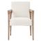 Jolie French Cream Upholstered Brown Oak Wood Leather Wrapped Dining Arm Chair