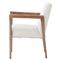 Jolie French Cream Upholstered Brown Oak Wood Leather Wrapped Dining Arm Chair