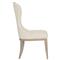 Sarabeth French Beige Upholstered Sandstone Brown Wood Rounded Dining Side Chair