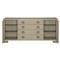 Sarabeth Modern French Patterned Cast Grille Antique Glass Brown Wood Buffet Sideboard