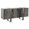 Landon Modern Masculine Black Wood Silver Aluminum Media Cabinet