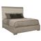 Landon Modern Masculine Beige Upholstered Channel Grey Wood Bed - King