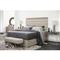 Landon Modern Masculine Beige Upholstered Channel Grey Wood Bed - King